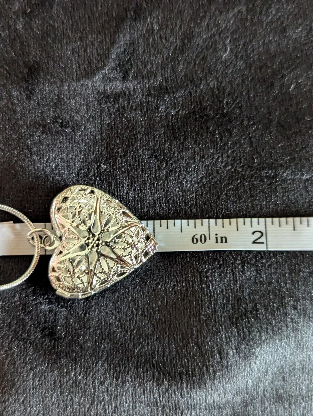 925 Silver Heart Locket Pendant Necklace Intricate Jewelry